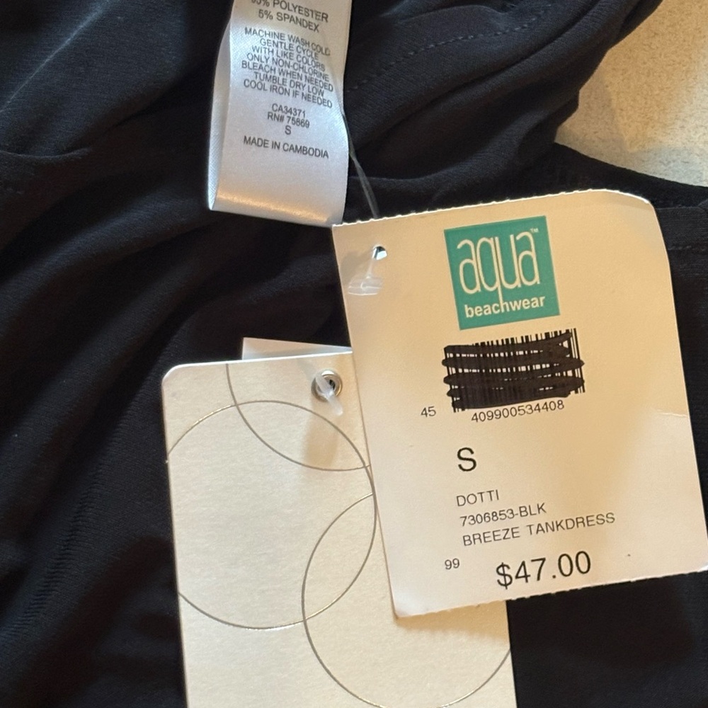 NWT Dotti Women’s Black Breeze Tank Dress Aqua Beachwear Small - Picture 4 of 7